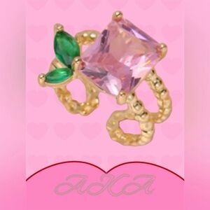 Pink and Green AKA Sorority Beautiful Adjustable Copper Zircon Ring